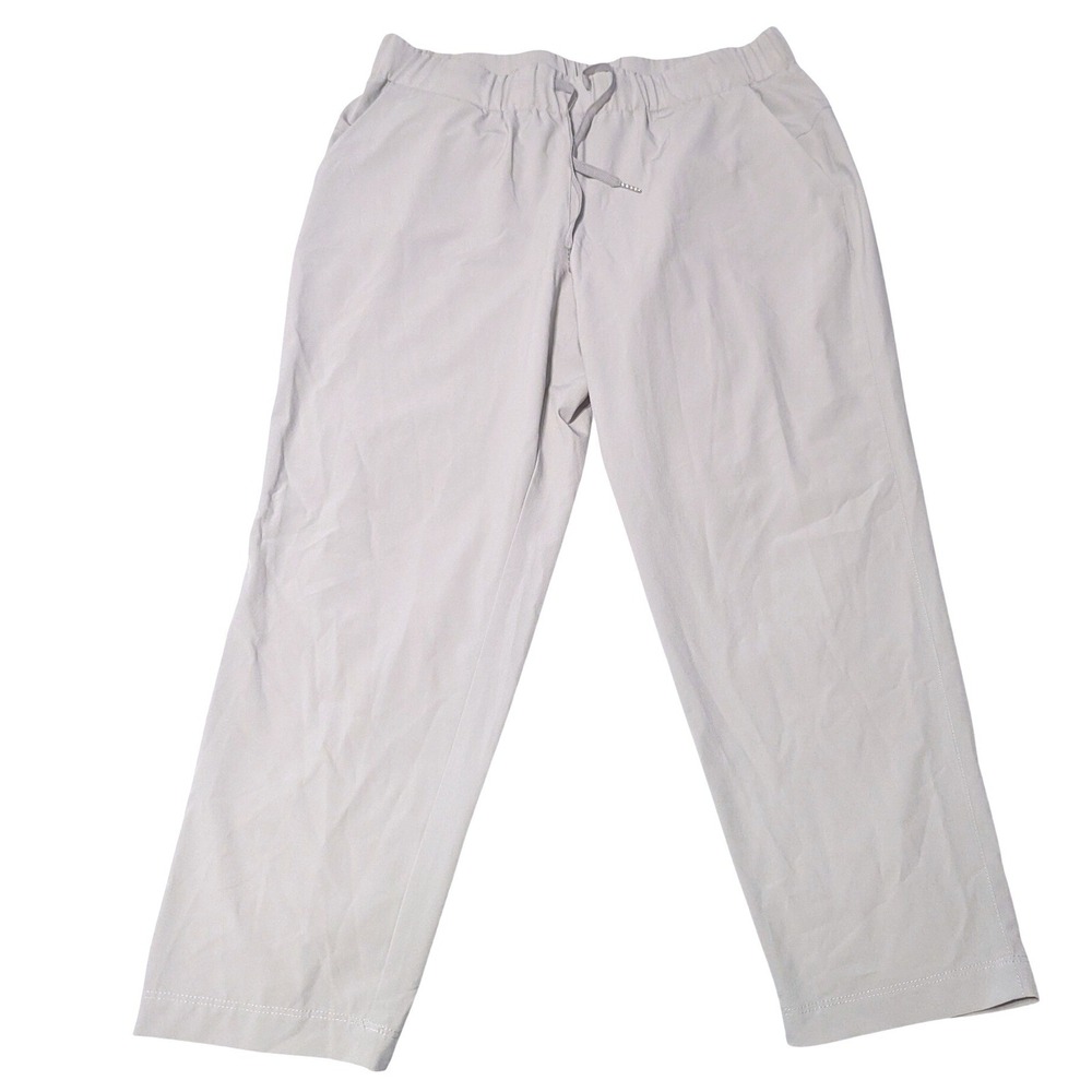 Chicos Zenergy Womens 2 L Light Gray Drawstring Elastic Waist Straight Leg Pants